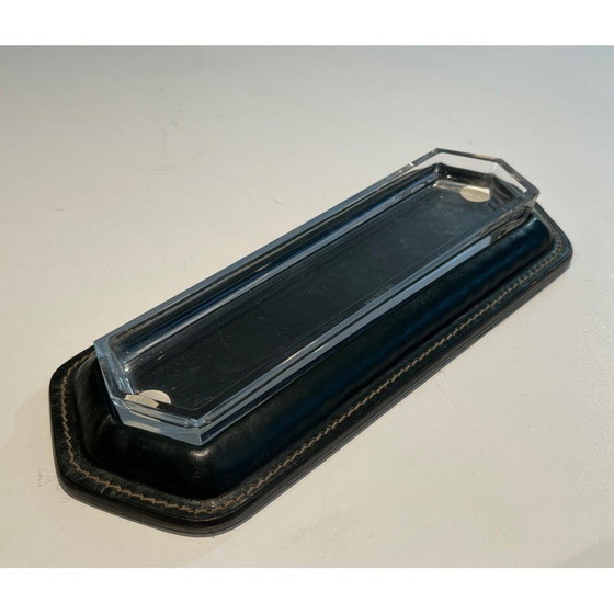 Image 1 of Vintage cellar quilted leather office kit, France 1950