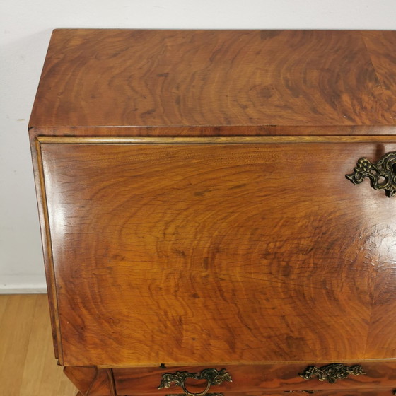 Image 1 of Antique, Baroque Walnut Belly Secretaire, Belly Cabinet, Chest of Drawers