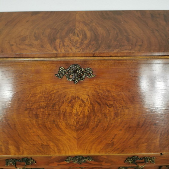 Image 1 of Antique, Baroque Walnut Belly Secretaire, Belly Cabinet, Chest of Drawers