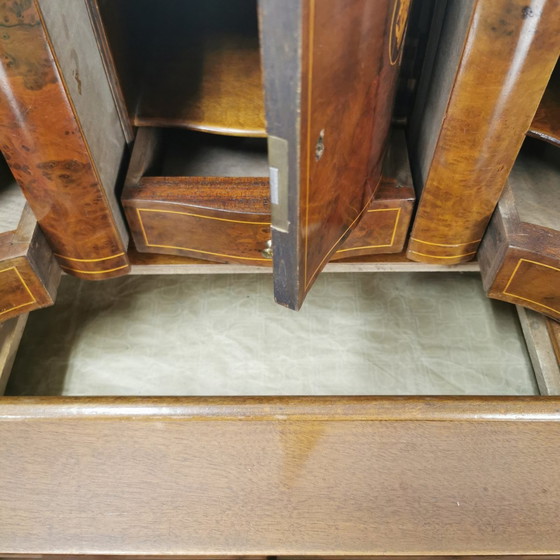 Image 1 of Antique, Baroque Walnut Belly Secretaire, Belly Cabinet, Chest of Drawers