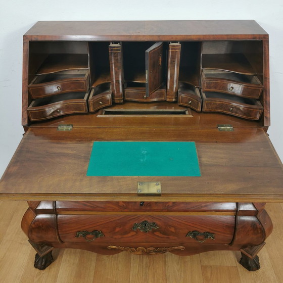 Image 1 of Antique, Baroque Walnut Belly Secretaire, Belly Cabinet, Chest of Drawers