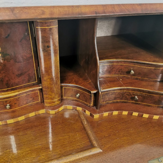 Image 1 of Antique, Baroque Walnut Belly Secretaire, Belly Cabinet, Chest of Drawers