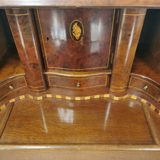 Image 1 of Antique, Baroque Walnut Belly Secretaire, Belly Cabinet, Chest of Drawers