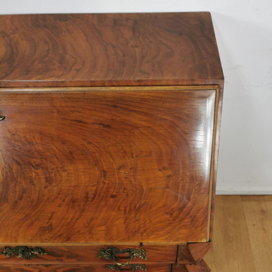 Image 1 of Antique, Baroque Walnut Belly Secretaire, Belly Cabinet, Chest of Drawers