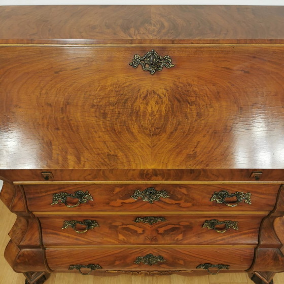 Image 1 of Antique, Baroque Walnut Belly Secretaire, Belly Cabinet, Chest of Drawers