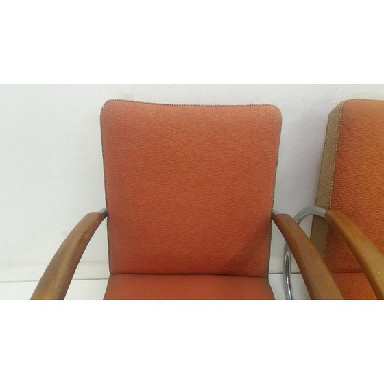 Image 1 of Coppia di poltrone vintage modello H221 di Jindřich Halabala per Up Závody Brno, Cecoslovacchia 1920