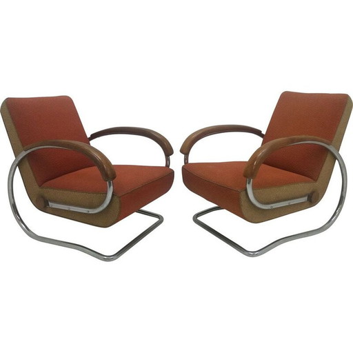 Pair of vintage armchairs model H221 by Jindřich Halabala for Up Závody Brno, Czechoslovakia 1920