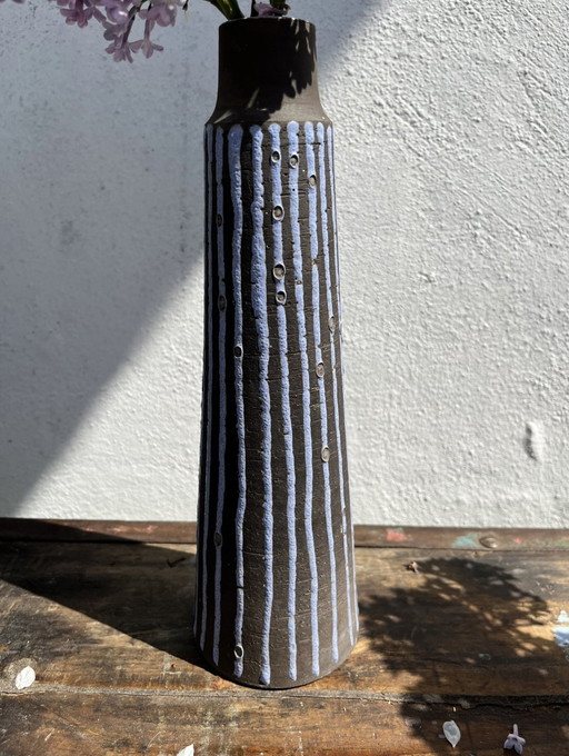 Vase Lyllested Keramik Denmark, Vintage, Handmade, Relief, 1970S