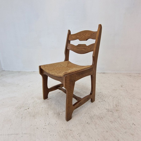 Image 1 of Set of 6 vintage oak razor blade chairs, France 1960