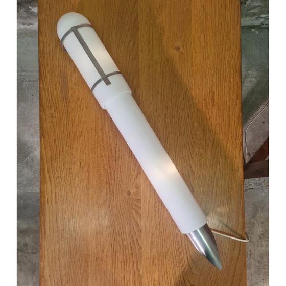 Image 1 of Lampada a penna vintage in acciaio nichelato e vetro opalino bianco per Diw