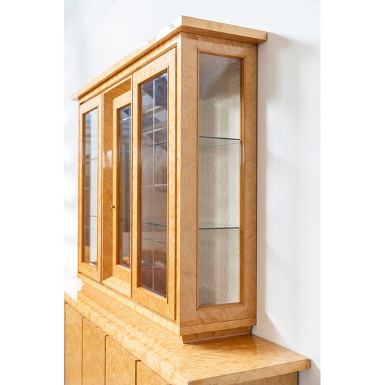 Image 1 of Vintage birch root sideboard with display cabinet, Italy 1990