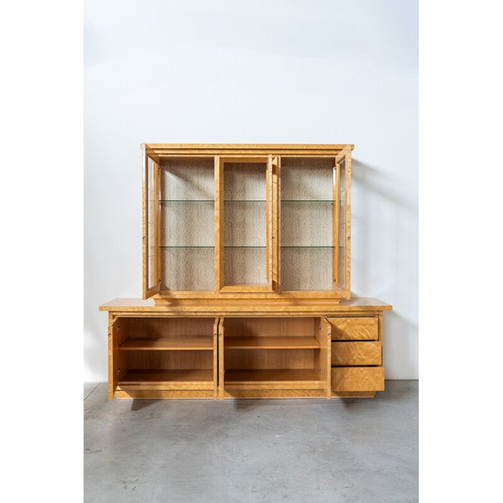 Image 1 of Vintage birch root sideboard with display cabinet, Italy 1990