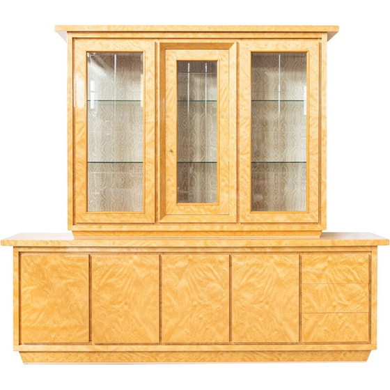Image 1 of Vintage birch root sideboard with display cabinet, Italy 1990