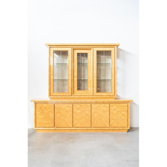 Image 1 of Vintage birch root sideboard with display cabinet, Italy 1990