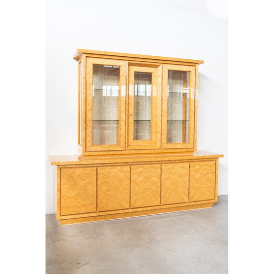 Image 1 of Vintage birch root sideboard with display cabinet, Italy 1990
