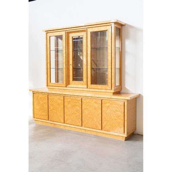 Image 1 of Vintage birch root sideboard with display cabinet, Italy 1990