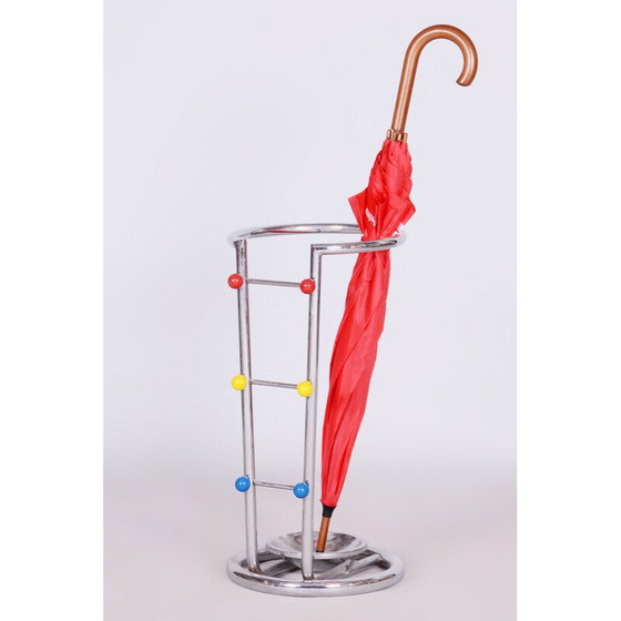 Image 1 of Vintage Bauhaus chrome steel umbrella stand, Germany 1950