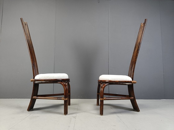 Image 1 of Mid Century Bamboo High Back Dining Chairs, 1960S - Set Of 8 