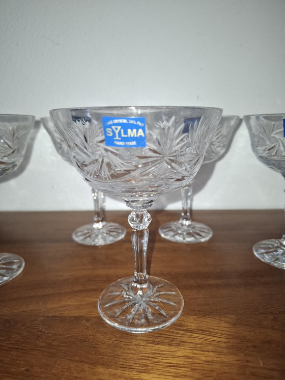 Image 1 of Handmade 5 Crystal Champagne glasses Coupe glasses