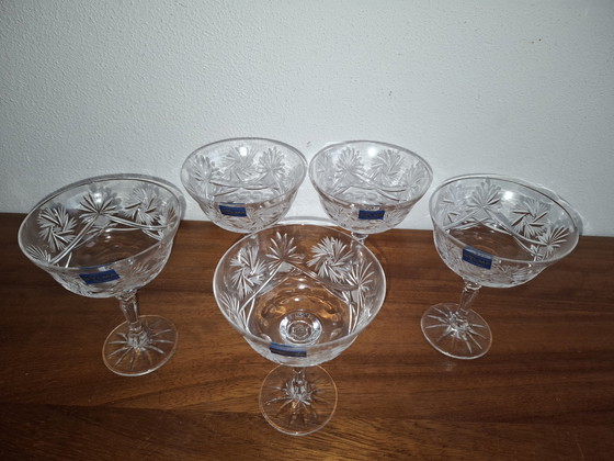 Image 1 of Handmade 5 Crystal Champagne glasses Coupe glasses