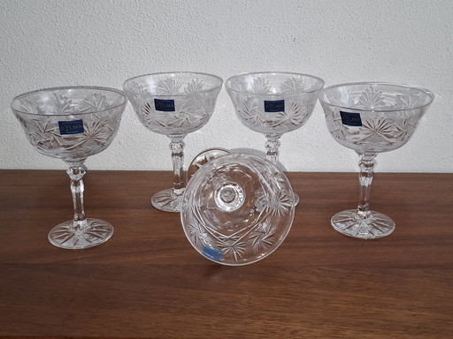 Handmade 5 Crystal Champagne glasses Coupe glasses