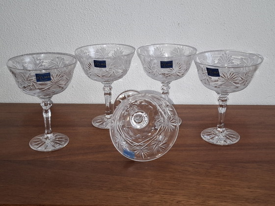 Image 1 of Handmade 5 Crystal Champagne glasses Coupe glasses