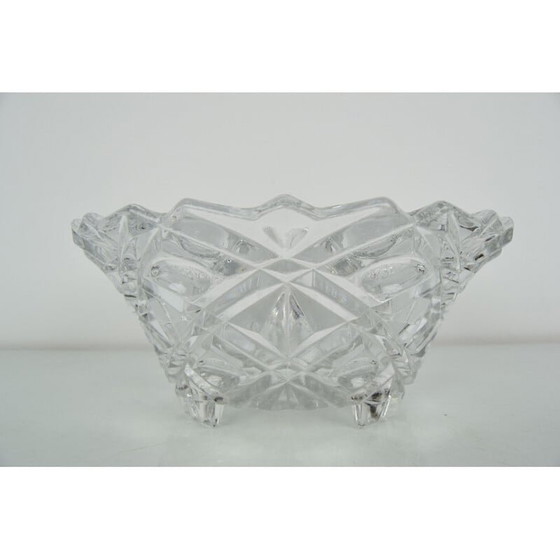 Image 1 of Vintage crystal glass bowl, Czechoslovakia 1960