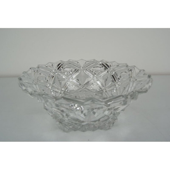 Image 1 of Vintage crystal glass bowl, Czechoslovakia 1960