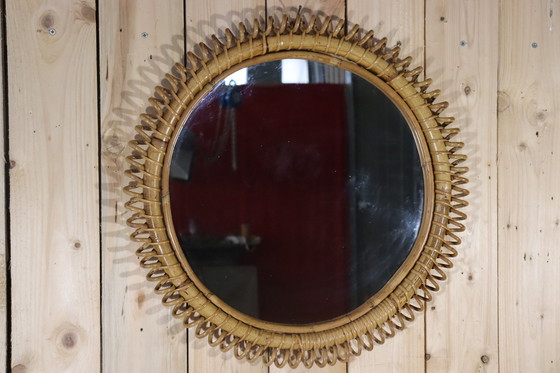 Image 1 of Large Rattan Mirror By Franco Albini, Italy, 1960S