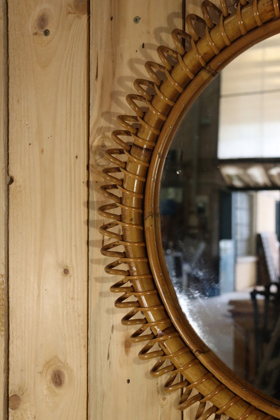 Image 1 of Large Rattan Mirror By Franco Albini, Italy, 1960S