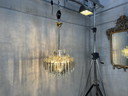 Lámpara de araña estilo Hollywood Regency con cristal de espejo