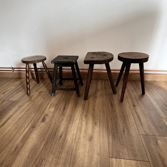 Image 1 of Set di 4 sgabelli treppiede vintage