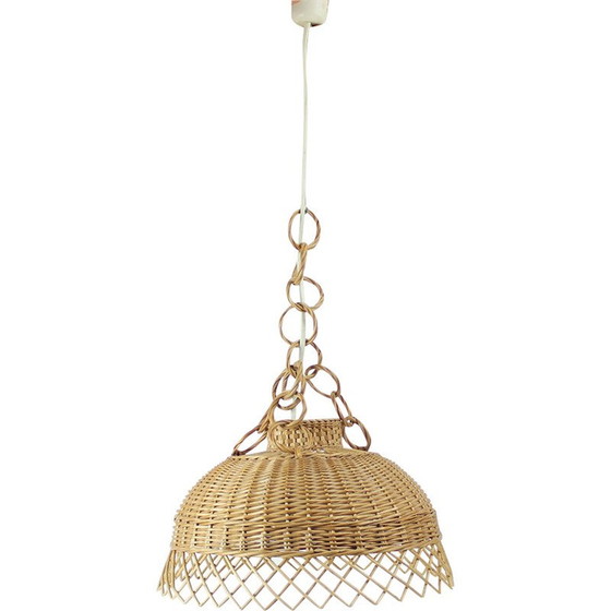 Image 1 of Lampada a sospensione vintage in rattan, Cecoslovacchia 1960