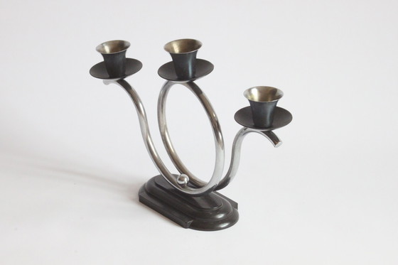 Image 1 of Art deco tubular candelabra, the Netherlands 1930s