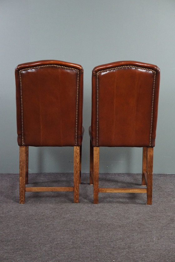 Image 1 of Ensemble de 4 chaises de salle à manger en cuir de mouton