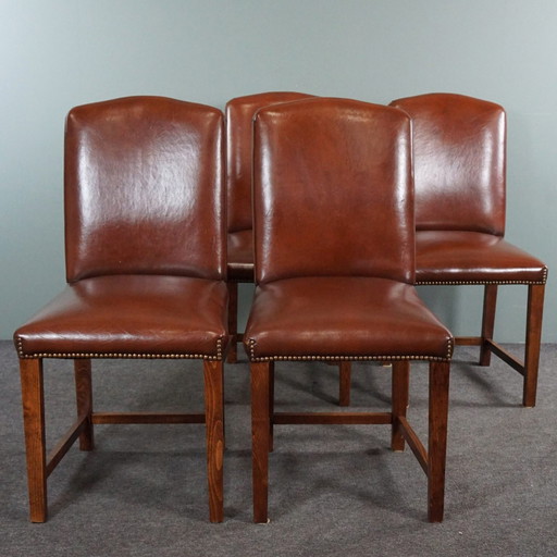 Set of 4 sheep leather dining room chairs