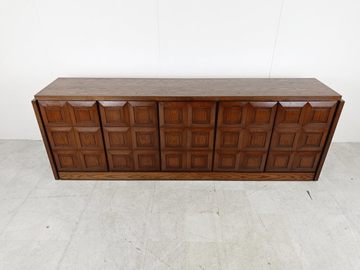 Graphical brutalist credenza, 1970s