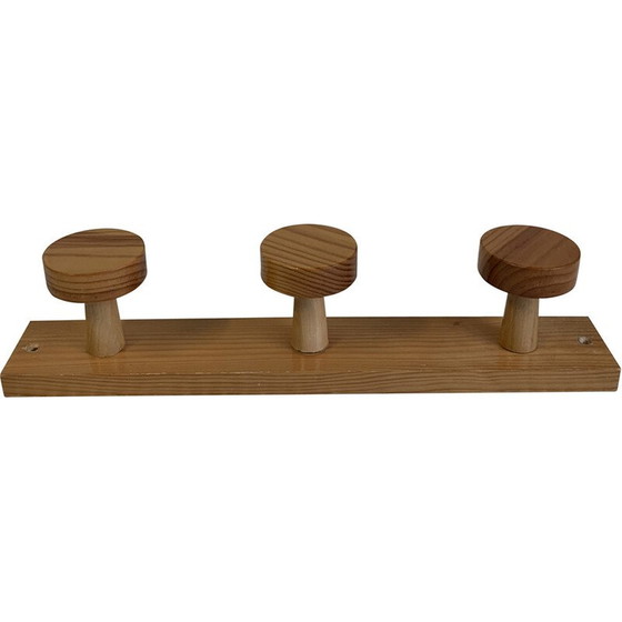 Vintage pine coat rack with 3 hooks 35 Whoppah