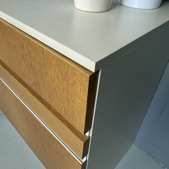 Image 1 of Cassettiera vintage in legno con ribalta