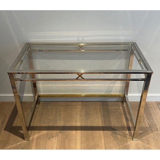 Image 1 of Vintage desk in chrome and brass, 1970