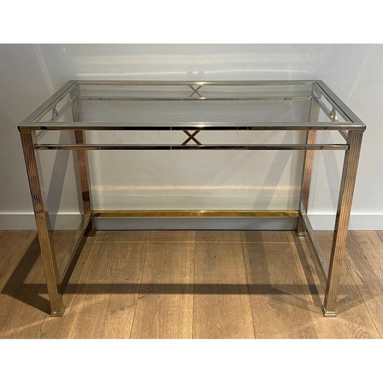 Image 1 of Vintage desk in chrome and brass, 1970