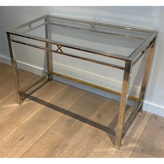 Image 1 of Vintage desk in chrome and brass, 1970