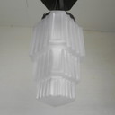 Art Deco Pendant Lamp With Stepped Glass Shade, 1930s