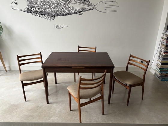 Image 1 of 1970 Topform Dining Chairs And Table Rosewood