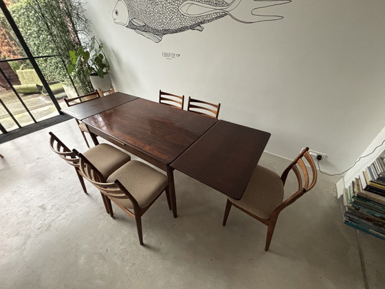 Image 1 of 1970 Topform Dining Chairs And Table Rosewood