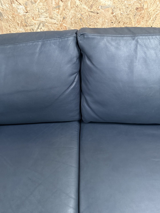 Image 1 of Molinari Blue Leather 2.5 Seater Sofa