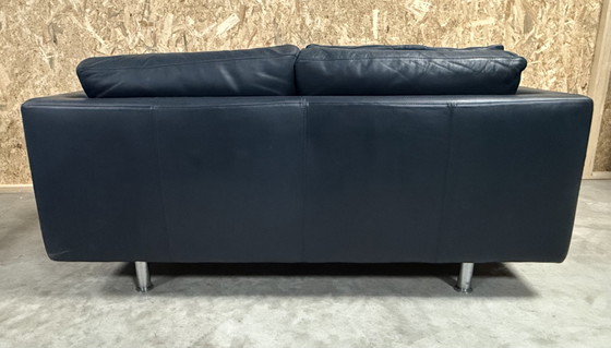 Image 1 of Molinari Blue Leather 2.5 Seater Sofa