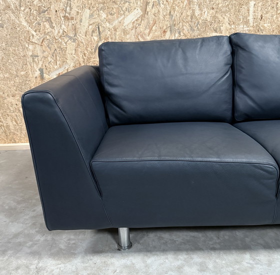 Image 1 of Molinari Blue Leather 2.5 Seater Sofa