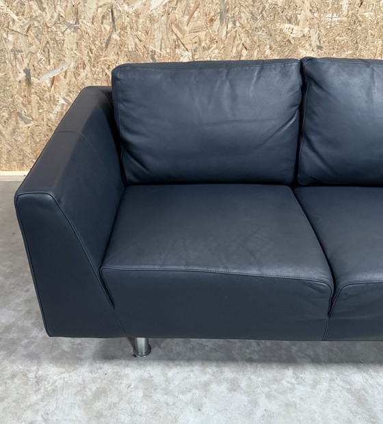 Image 1 of Molinari Blue Leather 2.5 Seater Sofa