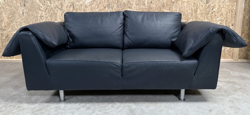 Molinari Blue Leather 2.5 Seater Sofa